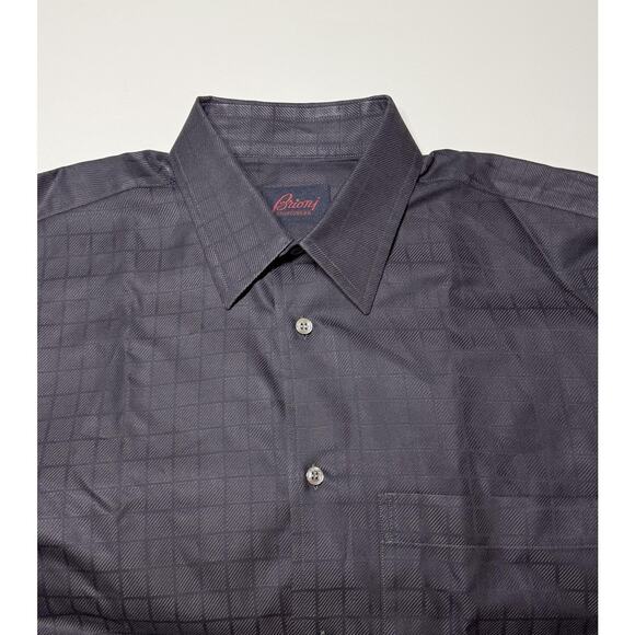 Brioni Other - Brioni Shirt Mens Medium Brown Check Dress Made in Italy